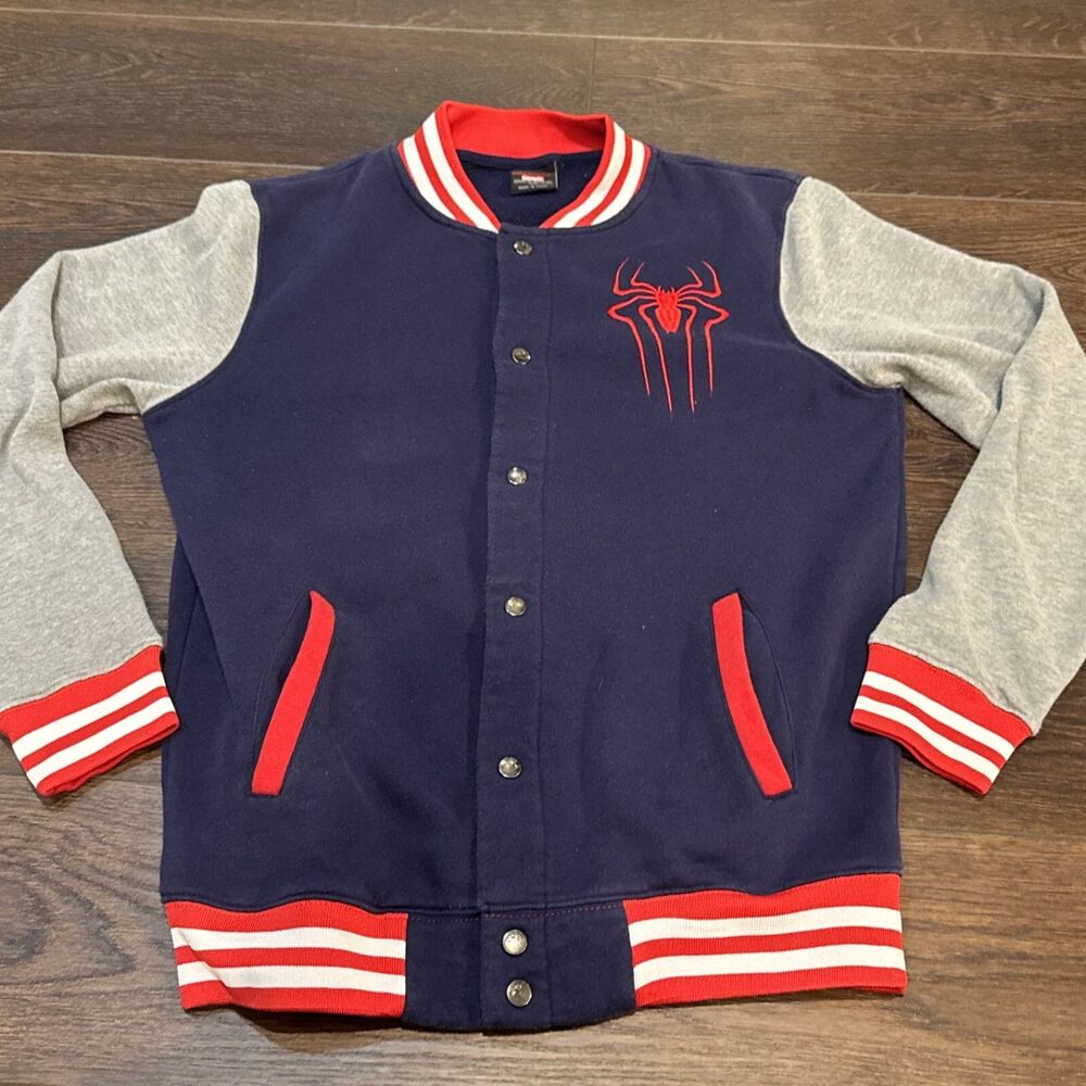 Marvel The Amazing Spiderman 2 Jacket; Mens Size Small; Blue Gray Snap 2014